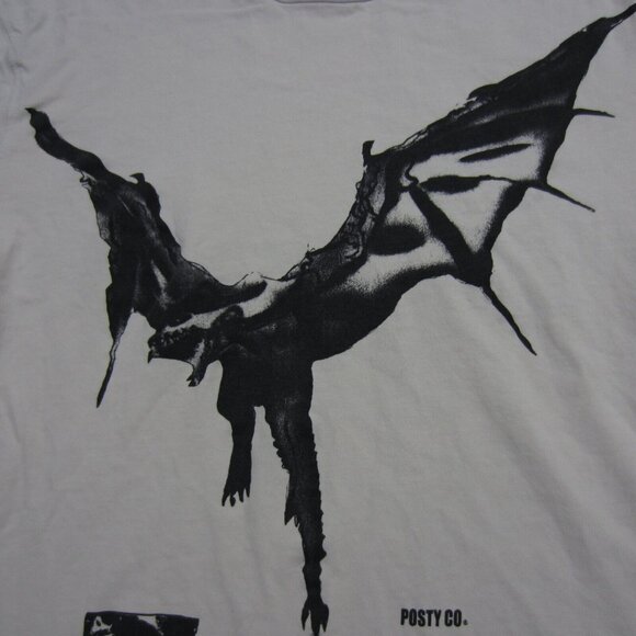 Posty Co Shirt Adult XS Beige Post Malone H&M Demon Lyrics Short Sleeve - Picture 3 of 12